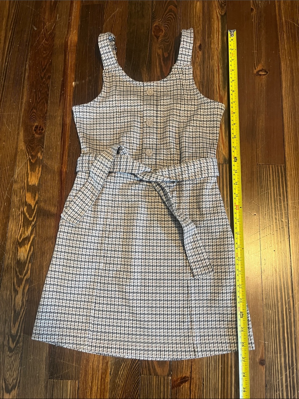 abercrombie kids gray and white houndstooth jumper dress